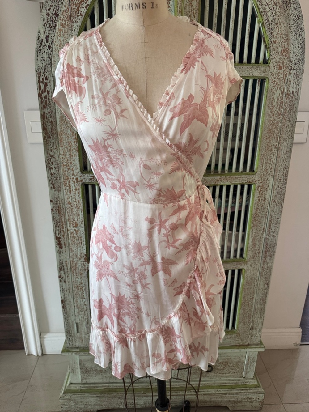 AllSaints Pink Floral Wrap Mini Dress